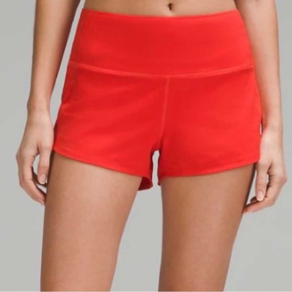 NWOT lululemon Speed up high rise shorts in red 2.5”